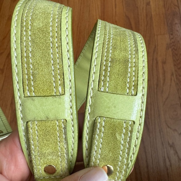 Coach Vintage Signature Tote Bag with Suede and Leather Trim -Ecru and Lime - Picture 13 of 15